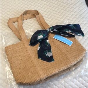 NWT Draper James Straw Bag with Floral Scarf
